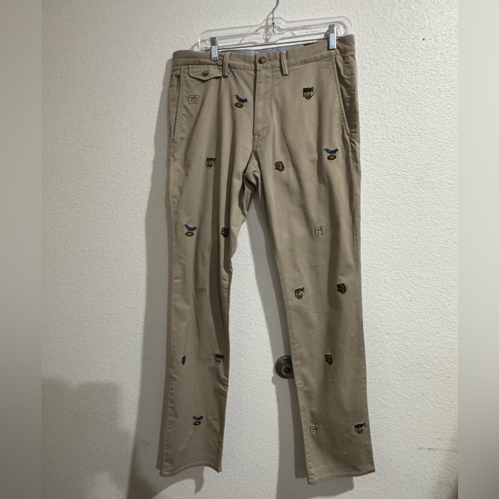 Embroidered Polo Khaki Pants